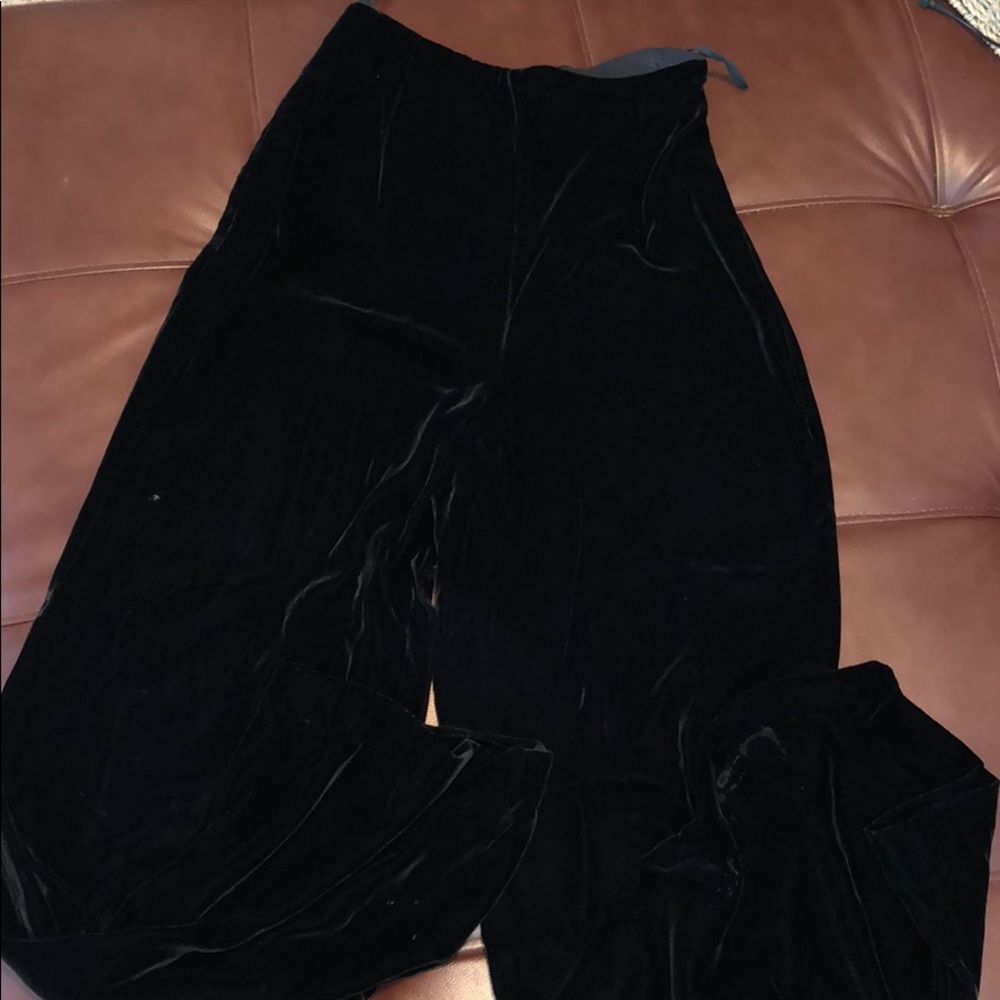 Velvet Wide Leg Black Pants